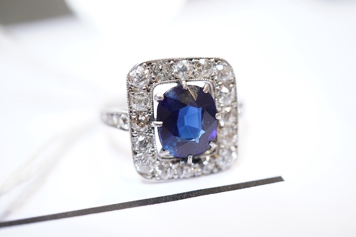An Art Deco sapphire and diamond ring, 1920s